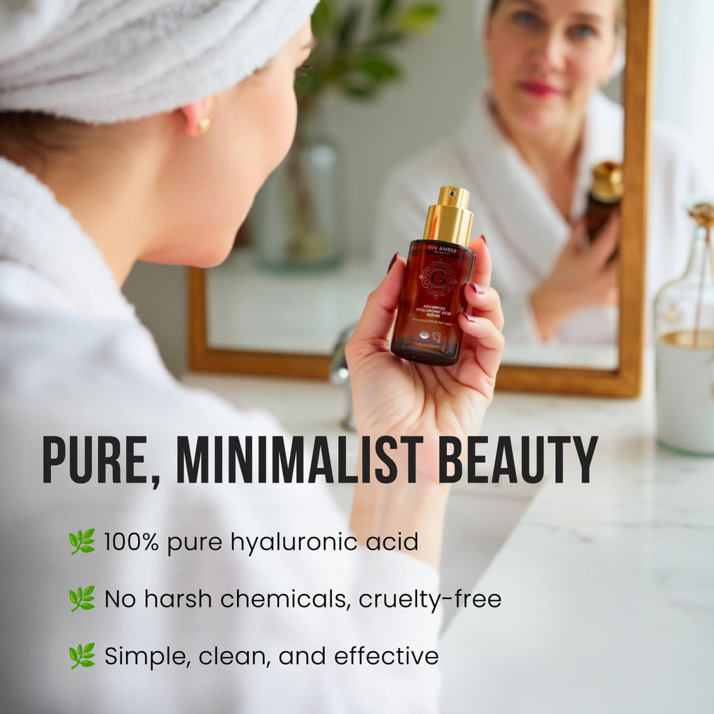 Gin Amber Beauty Hyaluronic Acid Serum - Hydrating Facial Serum, 1 fl oz