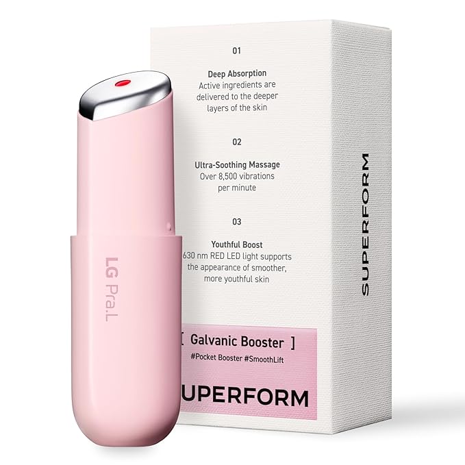 LG Pra.L Superform Galvanic Booster Blush Pink, 1min booster for ageless skin, anti-aging and firming pocket booster, Korean skincare, Glow on the go, Serum booster device, Glass skin, Gift
