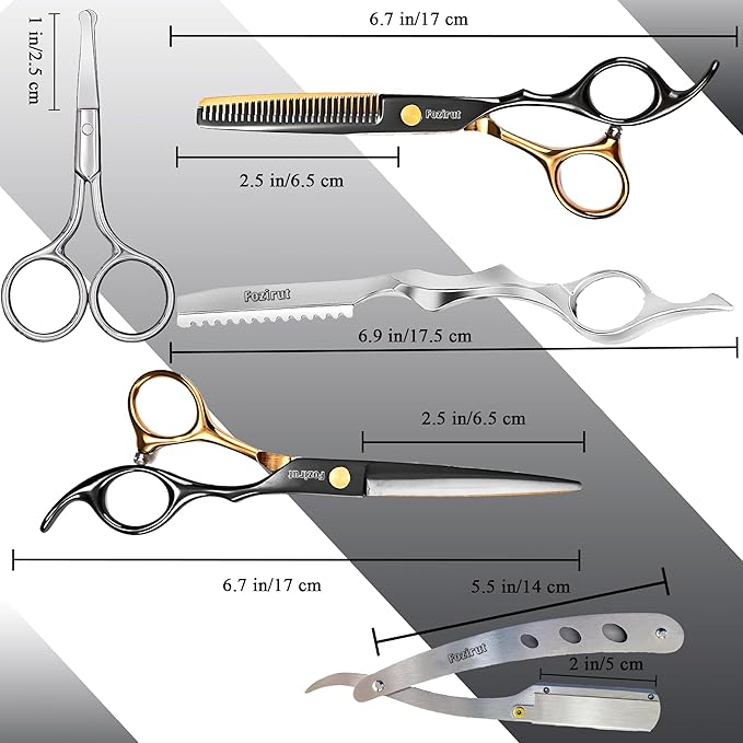 Fozirut Professional Barber Scissors Hair Cutting Shears Kit, Thinning Shears for Hair Cutting, Haircut Scissors Wig Trimming Texturize Shears Kit for Women Men