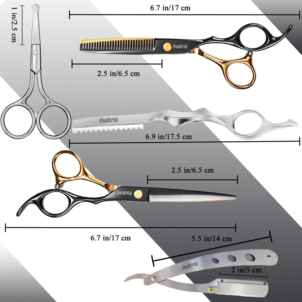 Fozirut Professional Barber Scissors Hair Cutting Shears Kit, Thinning Shears for Hair Cutting, Haircut Scissors Wig Trimming Texturize Shears Kit for Women Men