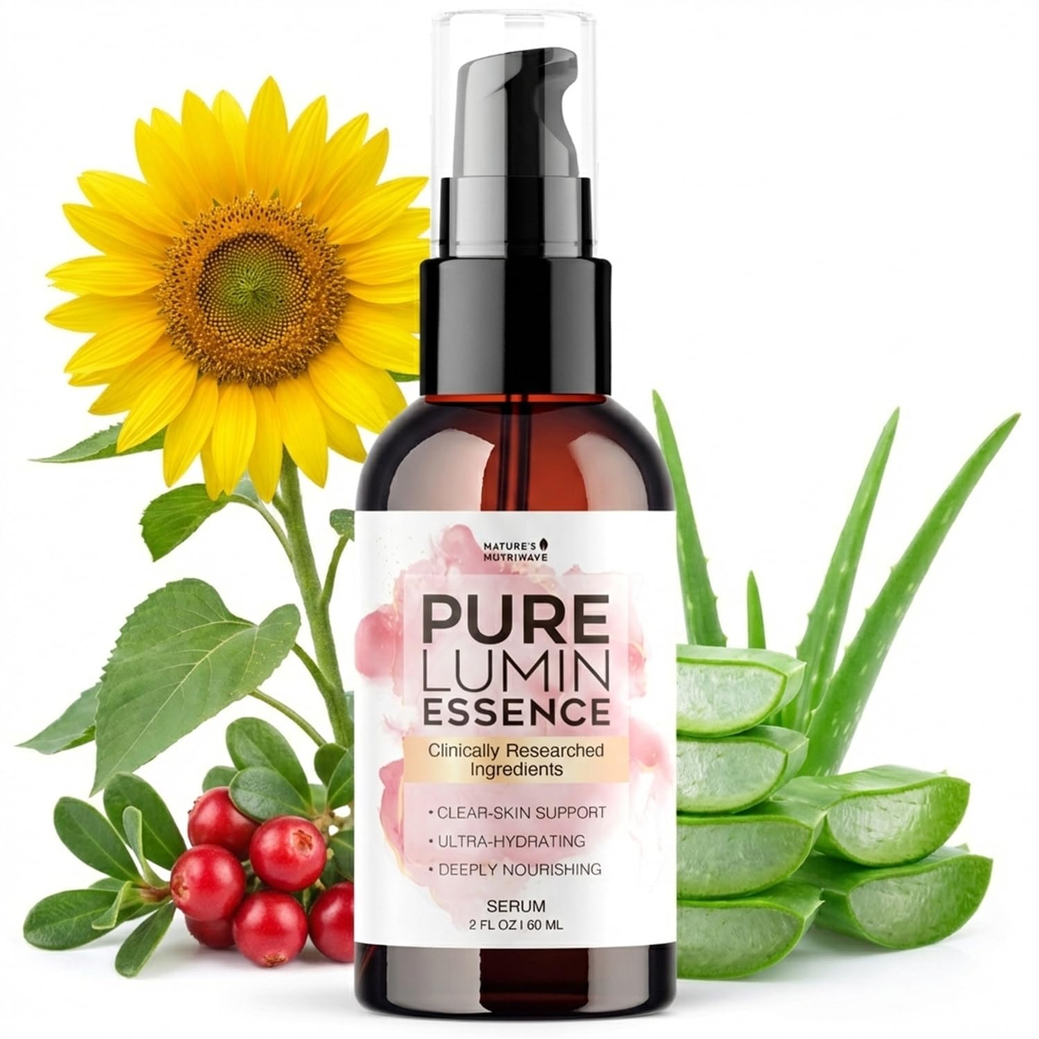 PureLumin Essence Serum – Plant-Based Formula – 2 fl oz, 1 Month Supply