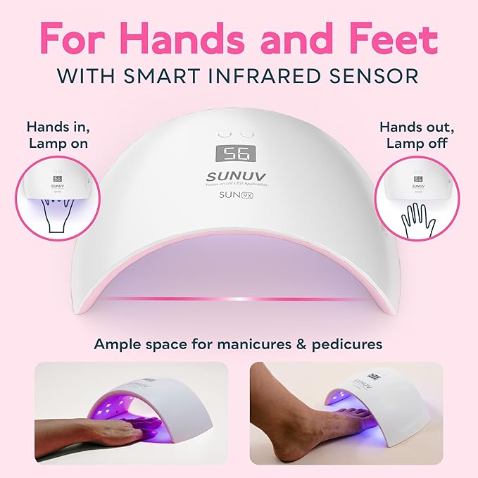 SUNUV UV LED Nail Lamp, UV Light for Gel Nail Polish Dryer SUN9Xplus Pink