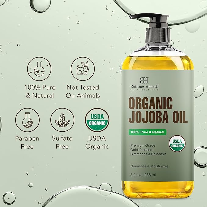 Botanic Hearth USDA Organic Jojoba Oil 100% Pure and Natural - 8 Fl oz
