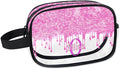 KFNHN Custom Travel Toiletry Bag for Women, Clear PVC Large Makeup Bag, Cosmetic Bag, Comestic Essentials for Women, Light Pink Curtain Glittering