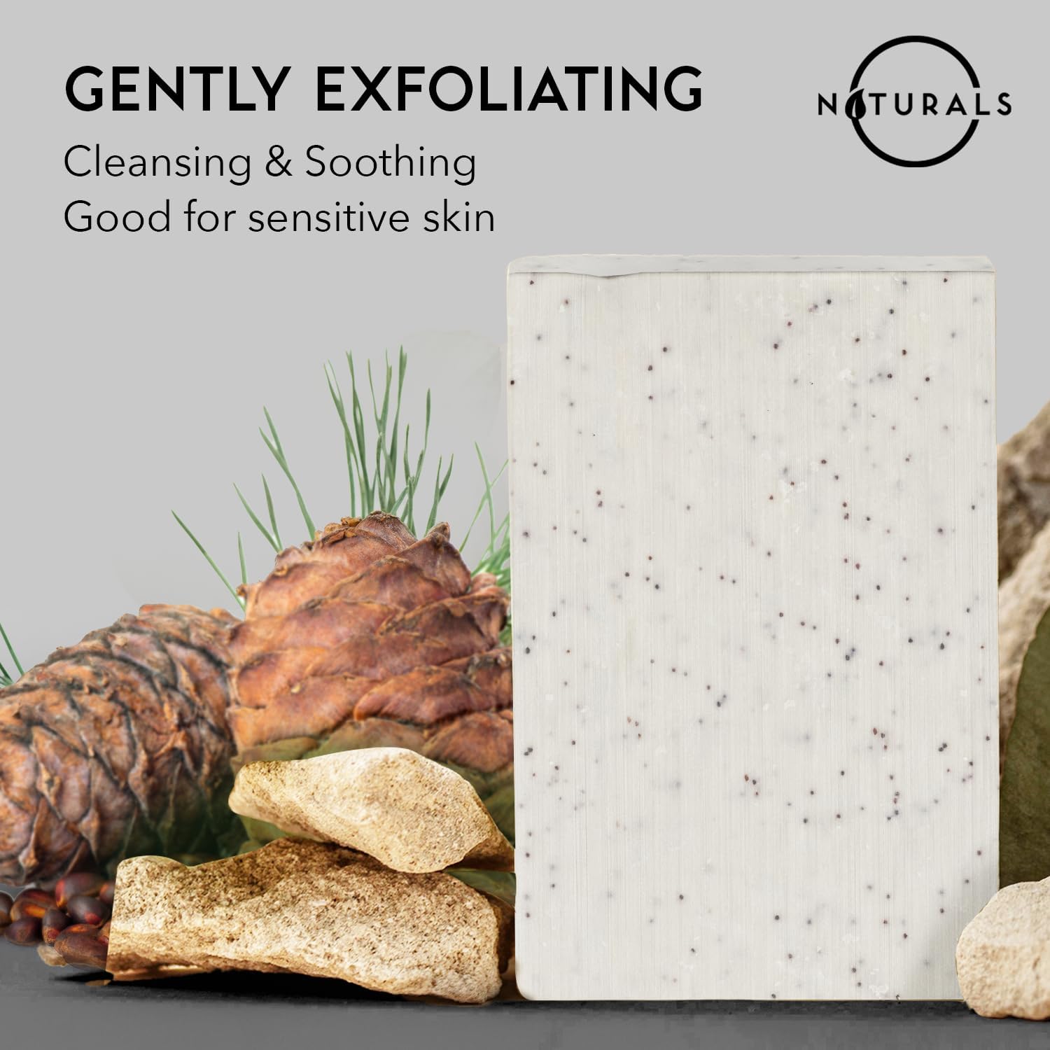 O NATURALS 7.76 oz (3PC) Exfoliating Soap Bar Cedarwood - Heavy Grit Mens Soap - All Natural Exfoliation Bar Soap for Men - Apricot Kernels Bar Soap - Face Soap Bar - Moisturizing Mens Face Bar Soap