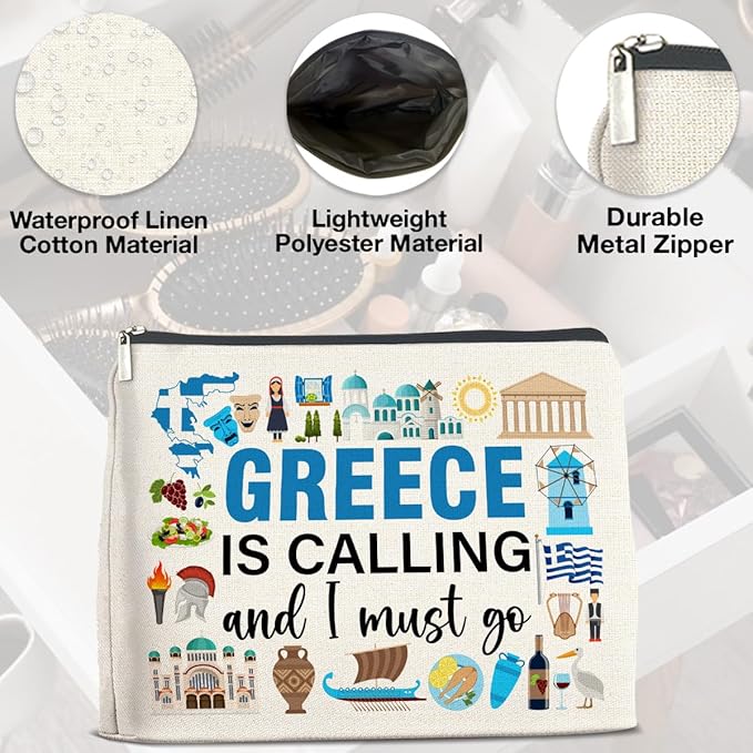 UPNEGE Greece Travel Gifts Makeup Bag Souvenir for Women Friends Traveler