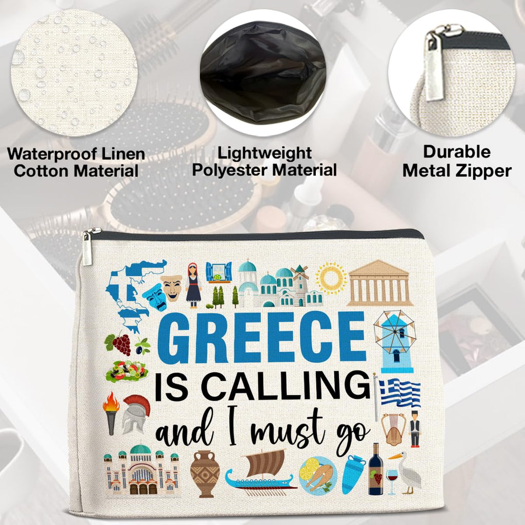 UPNEGE Greece Travel Gifts Makeup Bag Souvenir for Women Friends Traveler