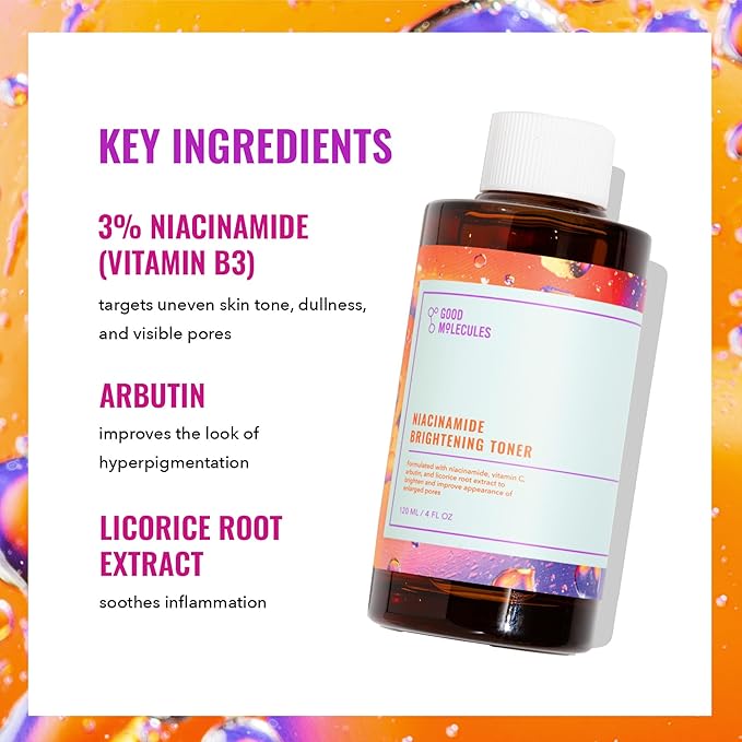 Good Molecules Niacinamide Brightening Toner with Arbutin, 4 fl oz