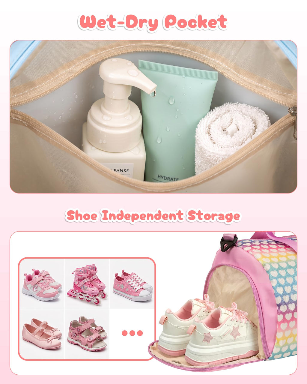 Vogewood Initial Dance Recital Gifts for Girls,Kids Glitter Travel Bag