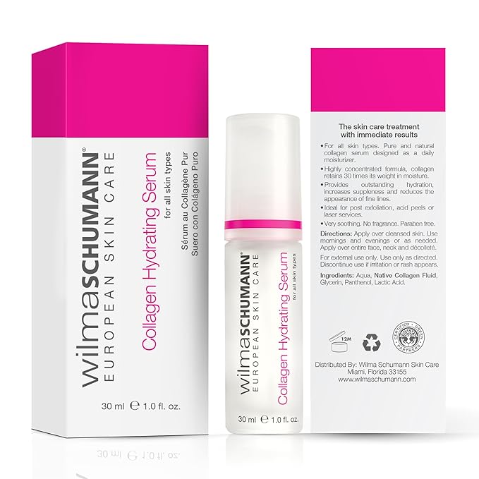 Wilma Schumann Collagen Hydrating Serum, Face Serum for Women, 1 oz