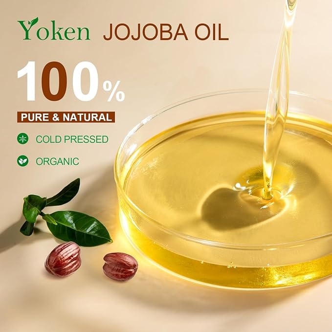 Yoken Bulk Jojoba Oil 128oz, USDA Organic Carrier Oil for DIY & Massage