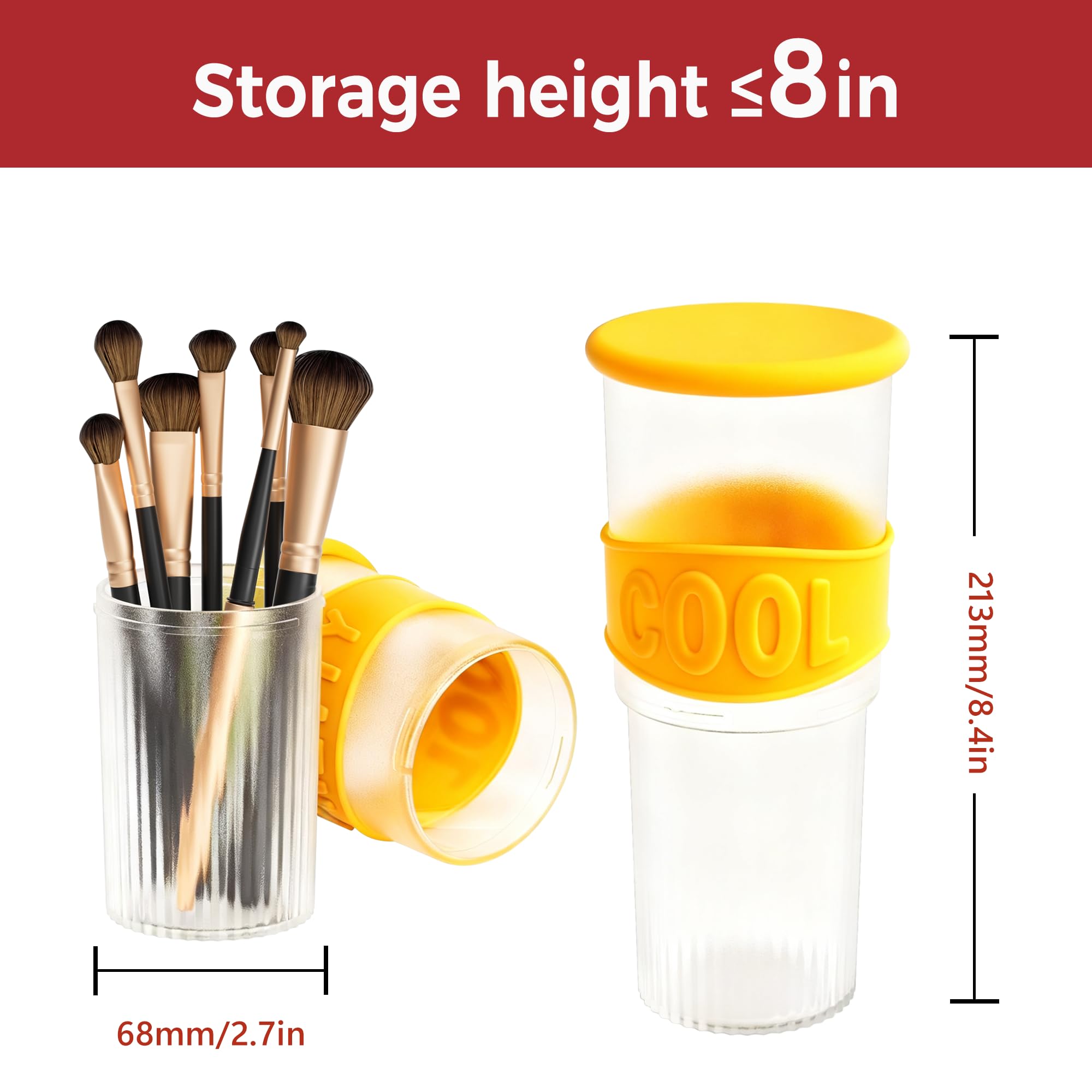 Li&Zhao Makeup Brush Holder with Lid - Makeup Brush Organizer Plastic Makeup Brush Holder for Vanity Expandable Makeup Brush Cup Pencil Holder for Desk Pen Holders for Desktop Countertop Bathroom