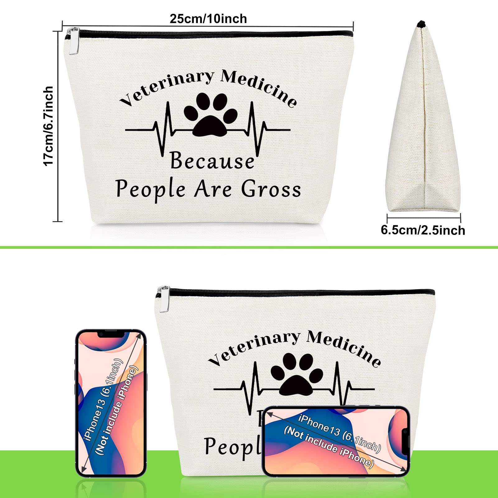 Veterinarian Gift Vet Tech Makeup Bag for Women Animal Rescue Gift Veterinary Technician Cosmetic Bag for Dog Lover Medical Graduate Dog Doctor Animal Lover Christmas Birthday Present Travel Pouch