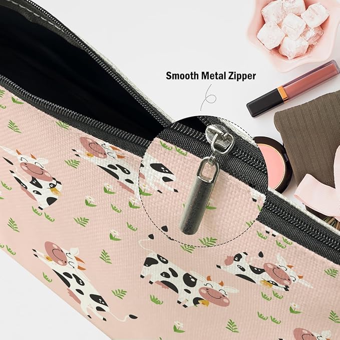 XFN Cow Gifts, Cow Print Stuff Makeup Bag, Cosmetic Bag Travel Pouch, Animal Lovers Friendship Graduation Birthday Gifts for Women Girls Daughter Sisters Wife Best Friend
