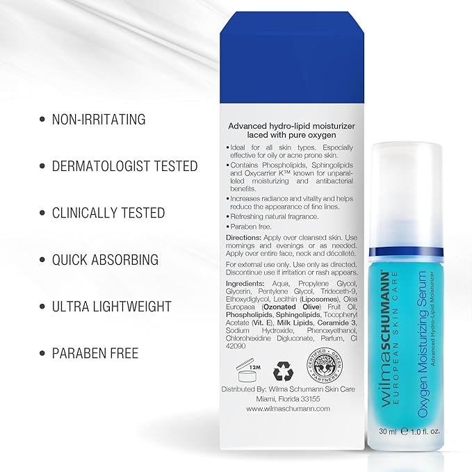 Wilma Schumann Oxygen Moisturizing Serum, Hydrating Face Serum, 1 oz
