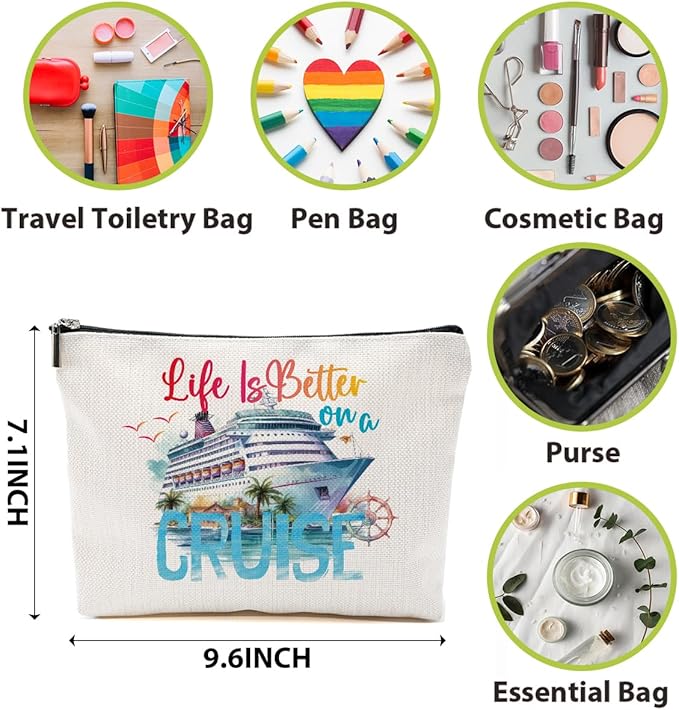 4 PCs Cruise Vacation Cosmetic Bag Girls Trip Gifts Favors, Cruise Gifts
