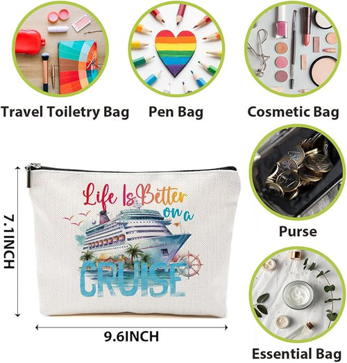 4 PCs Cruise Vacation Cosmetic Bag Girls Trip Gifts Favors, Cruise Gifts