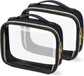 FAYORORY TSA Approved Travel Toiletry Bag,2 Pack Clear Makeup Bags with Handles,Quart Size Clear Cosmetic Bags for Traveling Women,Men,Carry on Airport Airline Compliant Bag,Black