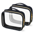 FAYORORY TSA Approved Travel Toiletry Bag,2 Pack Clear Makeup Bags with Handles,Quart Size Clear Cosmetic Bags for Traveling Women,Men,Carry on Airport Airline Compliant Bag,Black