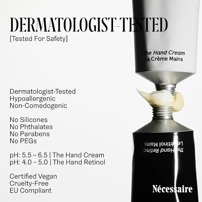 Nécessaire The Hand Duo – The Hand Cream + The Hand Retinol Treatment Gift Set for Dry Hands – Daily Moisture + Nighttime Repair with Ceramides, Peptides & Retinol – 2 x 2.2 oz
