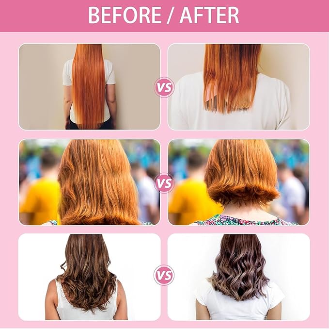 TagRecove Professional Hair Cutting Kit for Women Gifts, Easy-to-Use Split Ends Hair Trimmer, DIY Home Hair Cutting Tools for Bangs, Layers, Bobs, Practical Hair Cutting Clip, Pink
