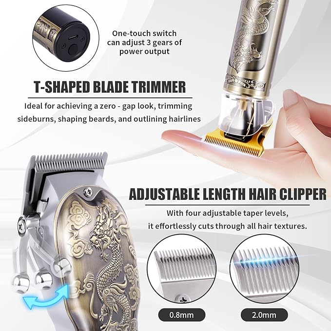 soieho Hair Clipper for Men Set Cordless Electric Hair Clipper T-Shaped Beard Trimmer Nose Hair Trimmer Electric Shaver Professional Haircutting and Beauty Kit