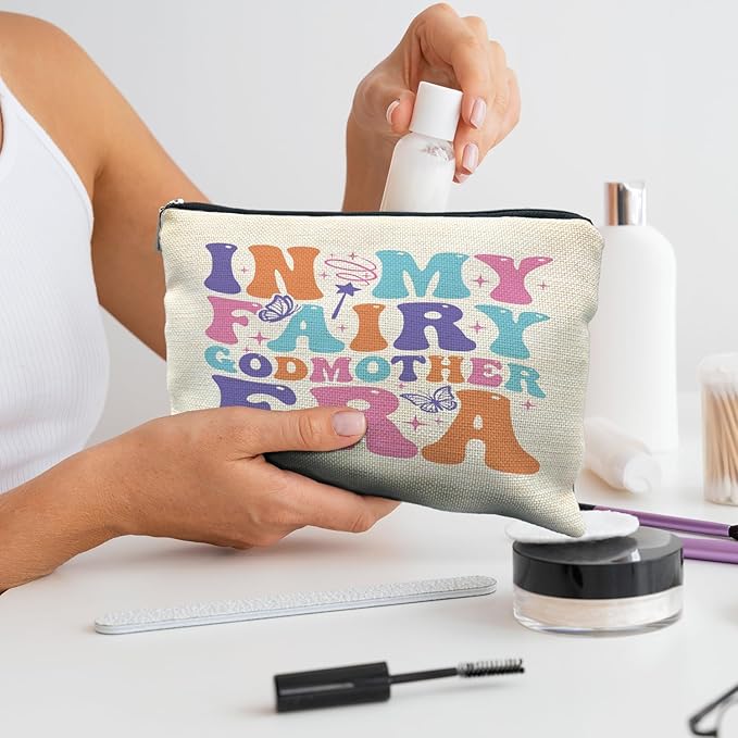 RYYCDOI Fairy Godmother Makeup Bag - Best Godmother Gift From Godchild, Cosmetic Bag Toiletry Bag