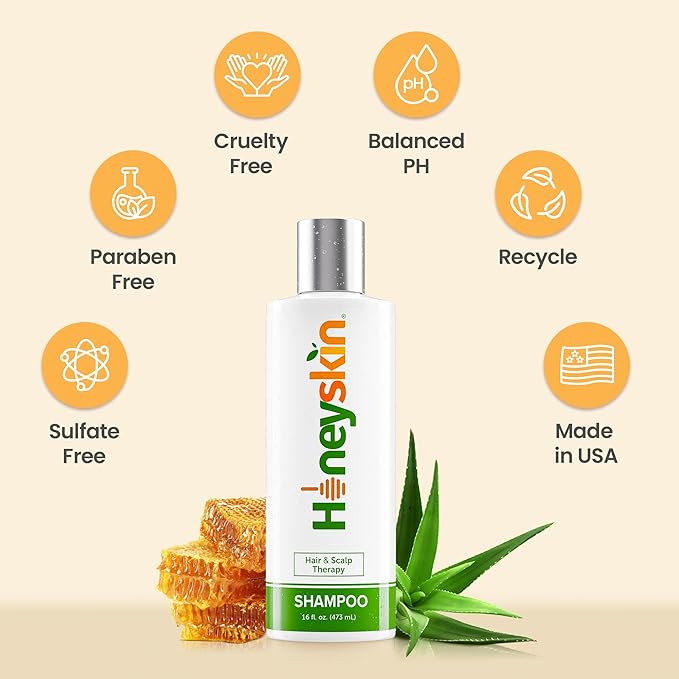 Honeyskin Hair Growth Shampoo for Men and Women with Manuka Honey – Supports Thinning Strands – Sulfate-Free Formula for Color-Treated Scalp & Dryness (16 oz)
