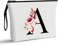 Vavabox A-Z Personalized Makeup Bag, Birthday Gifts for Women Mom, Gifts for Best Friend, Bride Bridesmaid Cosmetic bag (A, 01-White)