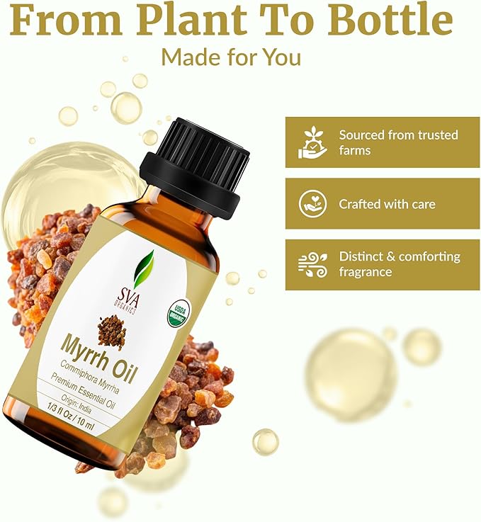 SVA Organic Myrrh Essential Oil in Glass Bottle, 1/3 Fl Oz (10 ml)