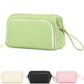 Fammart Travel Makeup Bag, Wide-open Cosmetic Bag Make Up Organizer Case with Brushes Pocket for Women, Large Family Toiletry Bag Skincare Pouch for Toiletries Accessories
