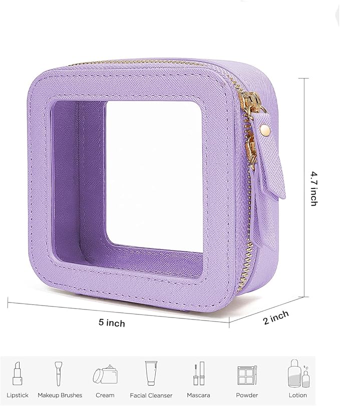 FFpaw Clear Makeup Bag, Small Makeup Bag TSA Approved Toiletry Bag Cosmetic Travel Bag Cute Makeup Bag Organizer Makeup Case Pouch Car Essentials for Women Men