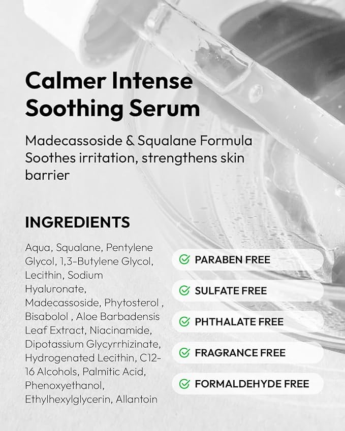 BFFECT Centella Asiatica Serum,Calmer Intense Soothing Serum with Madecassoside for Sensitive Skin, Soothe & Repair Skin Barrier, Redness Relief, Fragrance Free, 1 Fl Oz