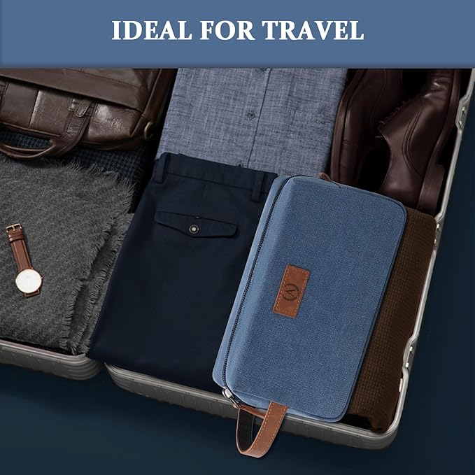 Travel Essentials Canvas Toiletry Makeup Bag Dopp Kit Blue (Initial B)