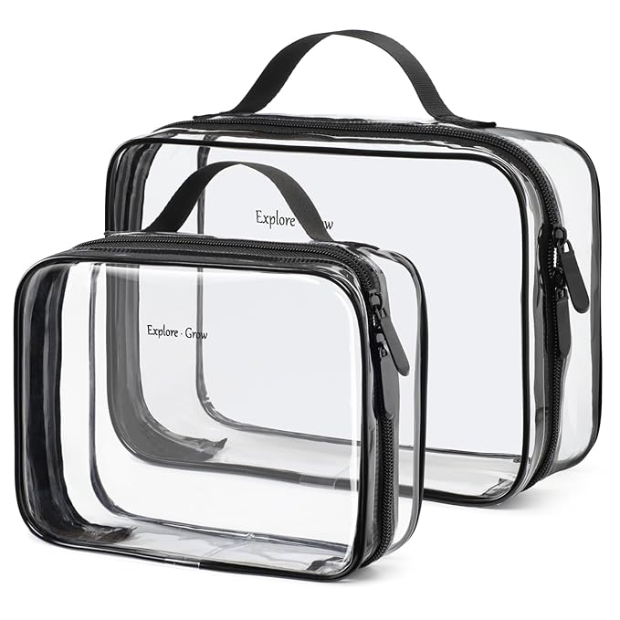 PACKISM Clear Makeup Bag Travel - TSA Approved Toiletry Bag, 2 Pack Black