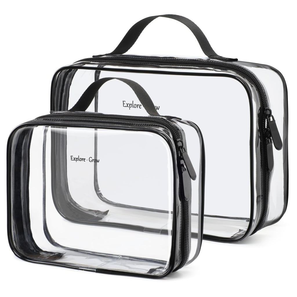 PACKISM Clear Makeup Bag Travel - TSA Approved Toiletry Bag, 2 Pack Black