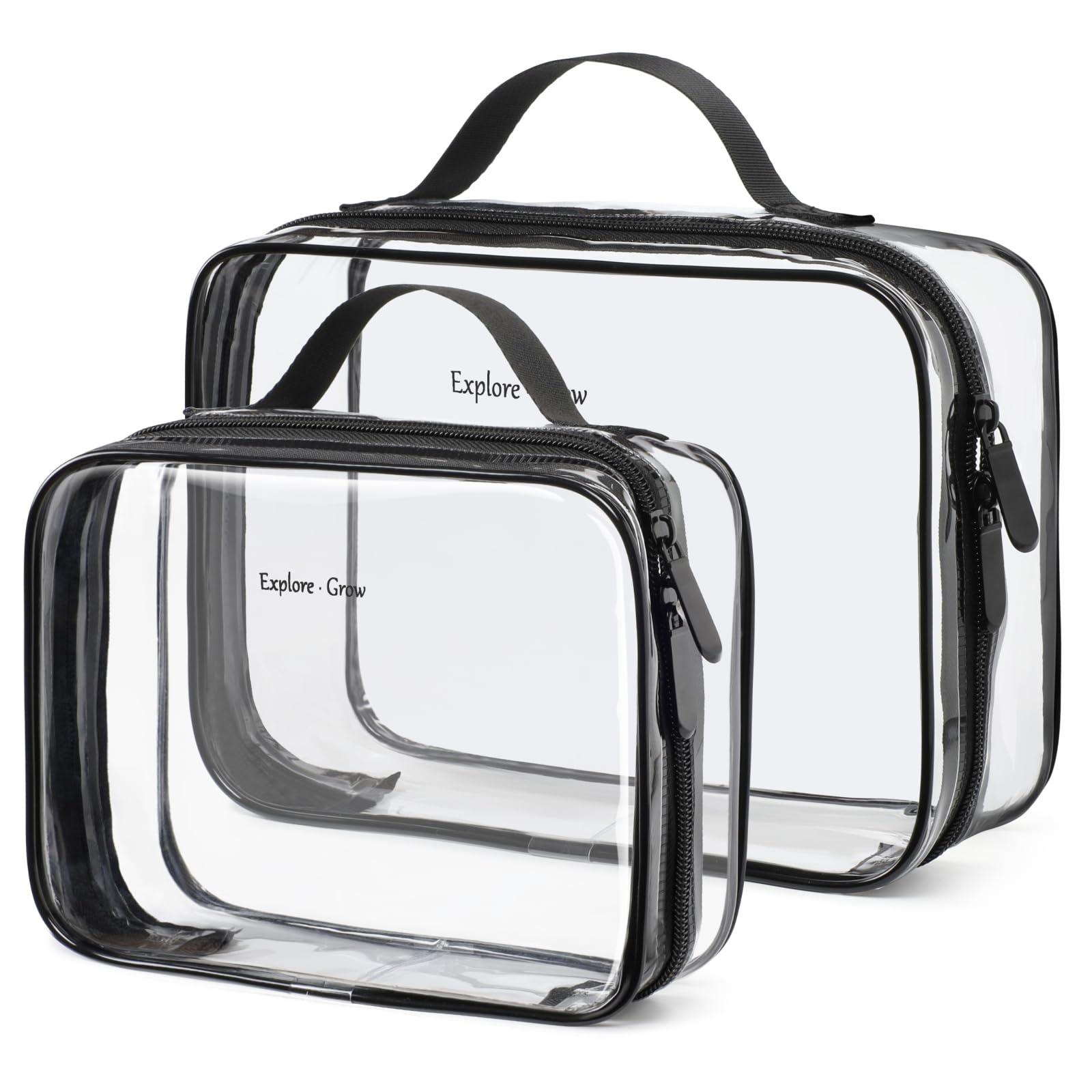 PACKISM Clear Makeup Bag Travel - TSA Approved Toiletry Bag, 2 Pack Black