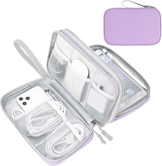 FYY Electronic Organizer, Travel Tech Pouch Bag, Large, Light Purple