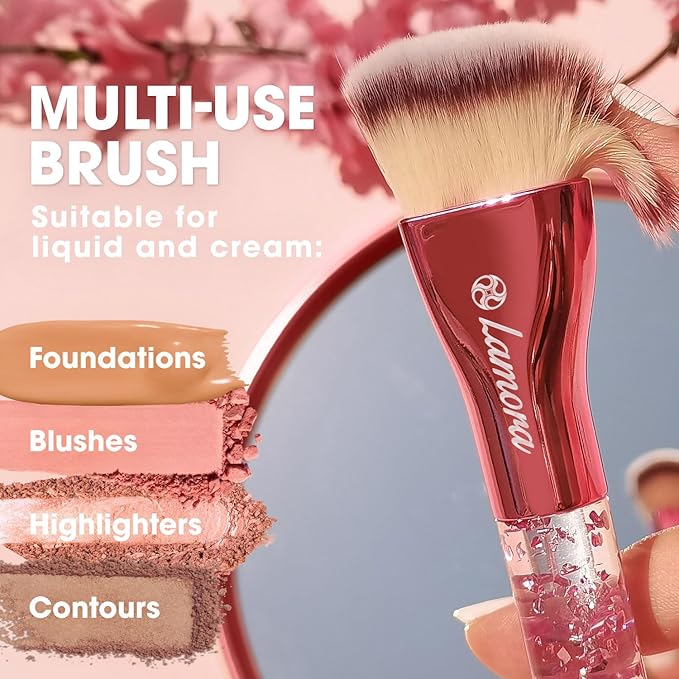 Lamora Heart Foundation Brush - Blending Liquid Cream Mineral Face Brush