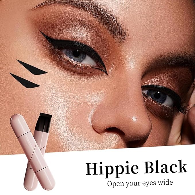 REATIFUL Rotating Eyeliner Stamp Pen,Foldable Winged Eyeliner Stamp,Wing eye liner stamp,Smudge Proof & Waterpoof Eye Liner,Easy Eye Stencil Makeup Tool (2PCS-Black)