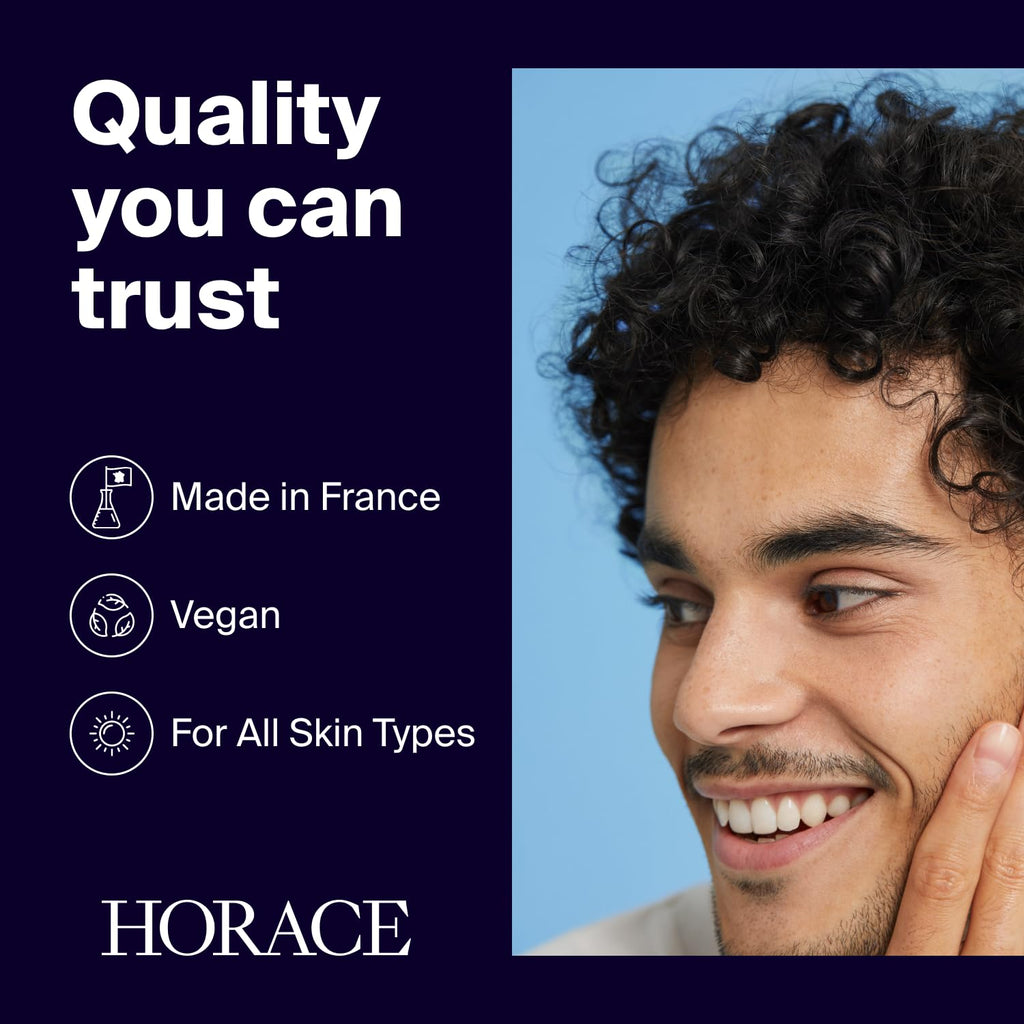 HORACE Mattifying Face Moisturizer for Men – 96.6% Natural Ingredients – No Silicones or Mineral Oils – Moisturising Cream for All Skin Types – Unscented, 75 ml