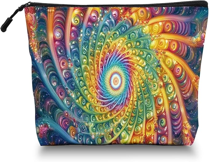 Scribesense Cosmetic Bags Travel Makeup Toilet Case Waterproof Pouch for Women Girls 6.7X9.45inches - Abstract Art Style Spirals