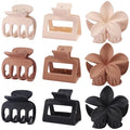Hair Clips for Women 9 Pack Medium Claw Clips, No Slip Strong Hold Hair Clips for Thick & Thin Hair, Flower Square Aesthetic Styles for Everyday Styling, Trendy Hair Accessories (Brown)