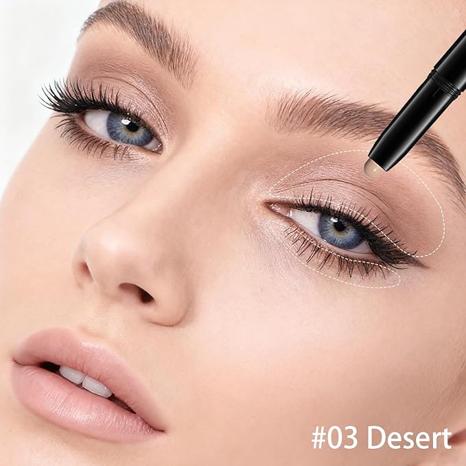 Euphily Matte Cream Eyeshadow Stick, Waterproof Eye Shadow Stick, Long-Lasting and Blendable High Pigmented Single Eyeliner Makeup for Women, 3 Desert