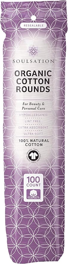 SoulSation Organic Cotton Rounds, 400 Count - Makeup Remover Pads for Face, Lint-Free