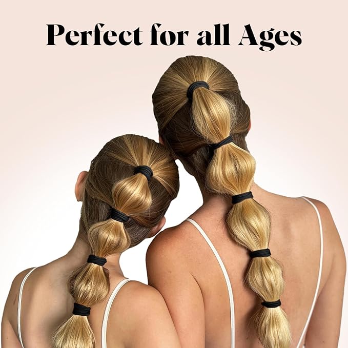 Kitsch Elastic Hair Ties No Damage | Stretchable Hair Bands - Black, 20pcs