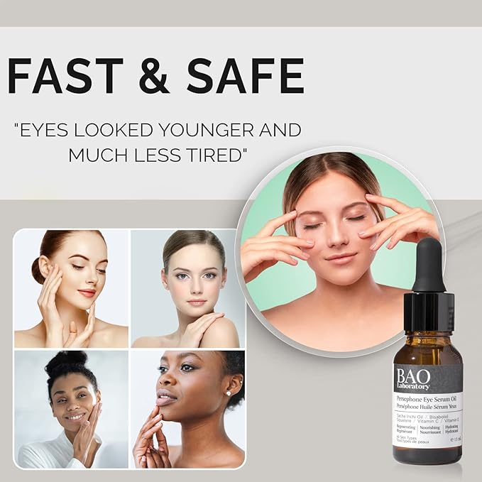 BAO Laboratory Persephone Eye Serum Oil (15 ML) | Sacha Inchi Oil, Bisabolol and Vitamin C & E | Eye Serum for Wrinkles, Finelines and Dark Circle