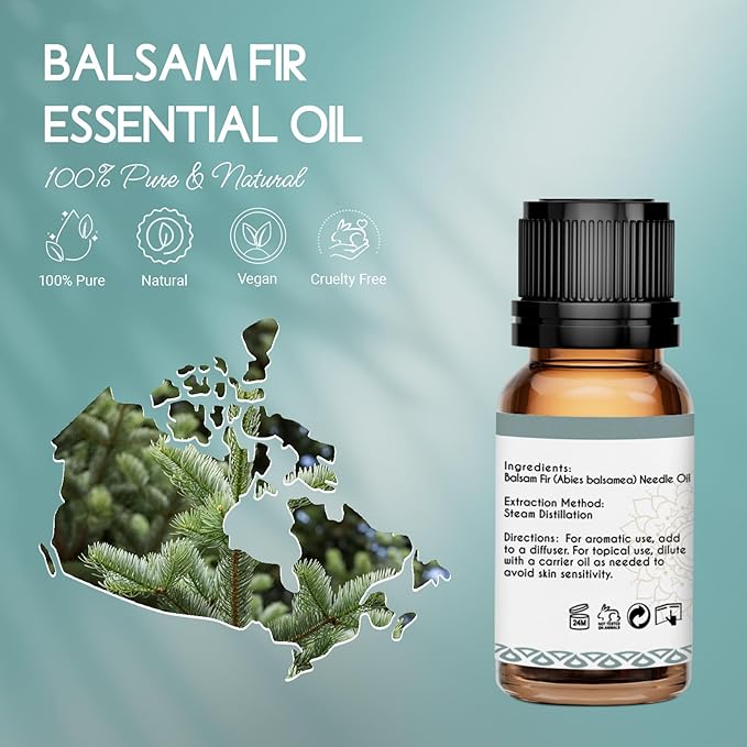 LOTUSJOY Balsam Fir Essential Oil, for Diffuser, Massage, Skin, 0.34 Fl Oz