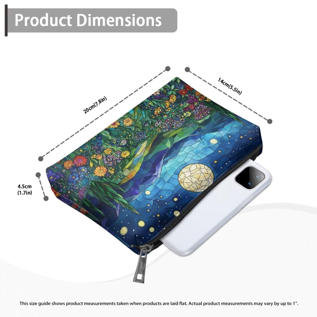 COEQINE Ladies Leather Cosmetic Purse Trend Women Travel Make Up Bag Organizer Bag for Women Trend Casual Bag Party Purse,Blue Starry Sky Art Print Easy To Clean