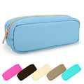 Small Pencil Case Makeup Bag for Purse, Cute Pencil Pouch Preppy Nylon Makeup Brush Bag with Zipper, Girls Portable Stationery Storage Case Small Pen Bag for Office School College(Slim-Periwinkle)